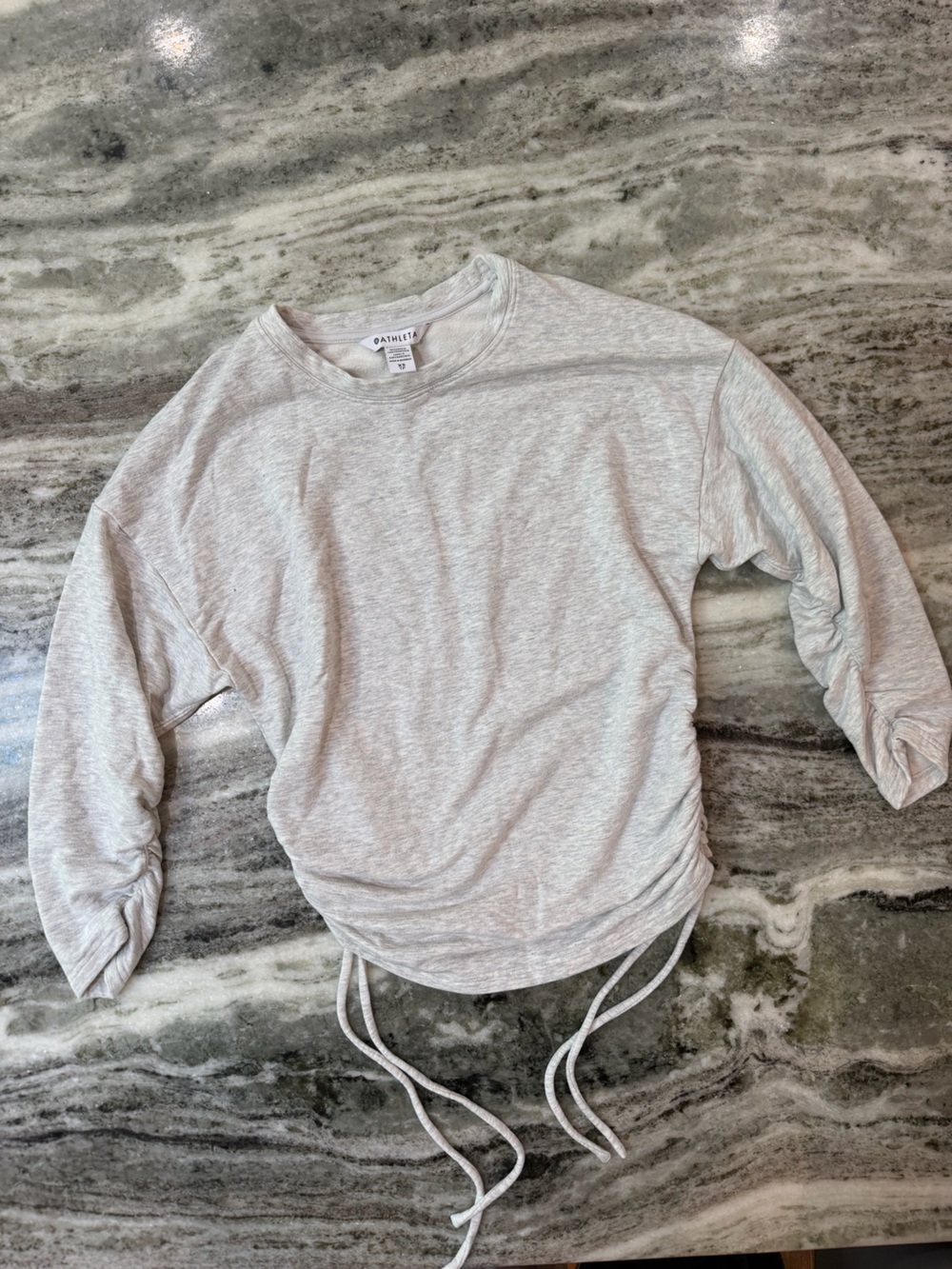 Athleta Heather Light Gray Drawstring Cinch Sweatshirt Women’s XS